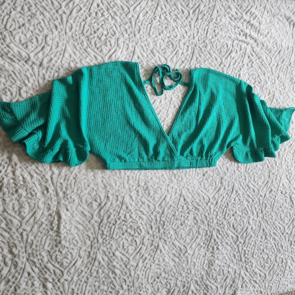 VENUS Women's Swimsuit Waffle Knit Cover-Up Pants And Top Set Sz XL Green - Picture 4 of 15